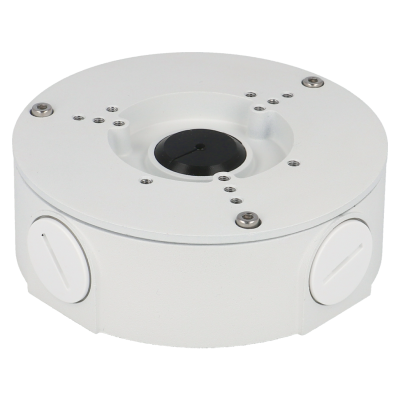 Base para câmara de segurança branca redonda com tampas laterais