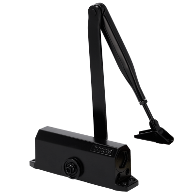 Fechadura hidráulica para porta preta com braço articulado