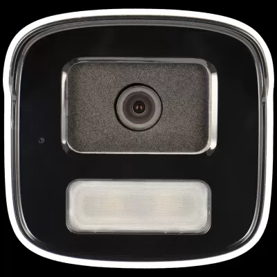 Câmara de segurança preta com lente circular e visor translúcido