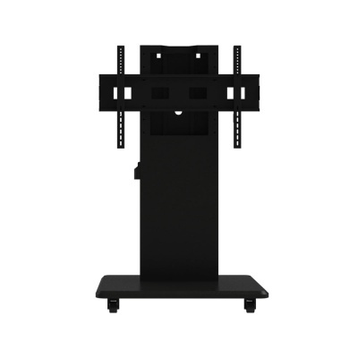 Suporte de ecrã preto com rodas para televisão