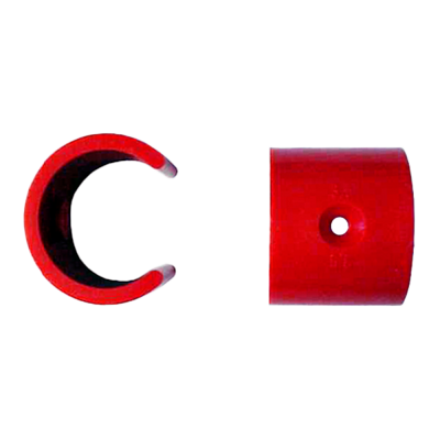 Peças plásticas vermelhas isoladas em fundo branco