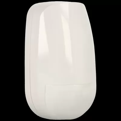 Sensor de movimento branco ovalado com superfície lisa