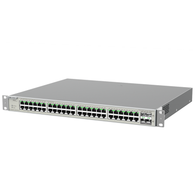 Switch de rede HP ProCurve 2810-48G com 48 portas Ethernet e 4 portas SFP em caixa metálica cinza