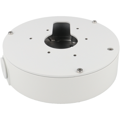 Suporte redondo branco com corte central e vários orifícios de fixação