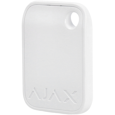 Acessório branco retangular com inscrição AJAX em relevo