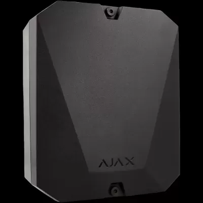 Dispositivo eletrônico preto com design geométrico e texto AJAX na frente