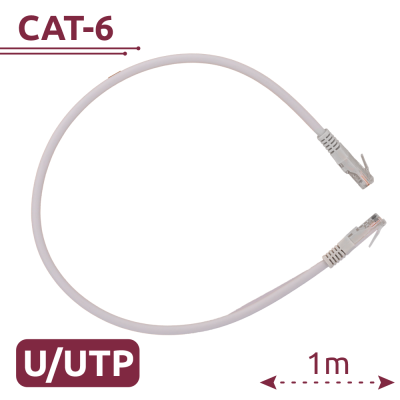 Cabo de rede Ethernet CAT-6 branco com conectores RJ45
