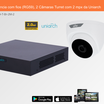 Sistema de Videovigilância Uniarch com câmara Turret e unidade central preta