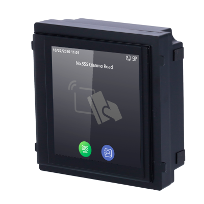 Dispositivo electrónico preto com ecrã tátil e texto visível no ecrã