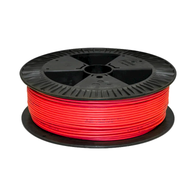 Carretel preto com fio elétrico vermelho enrolado