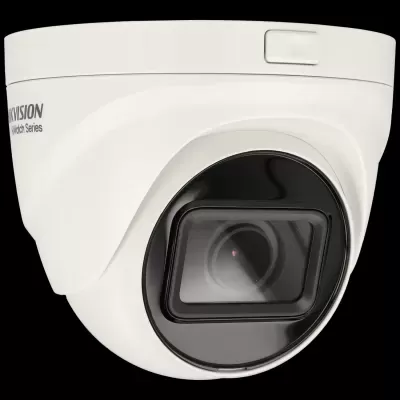 Câmara de segurança dome branca com lente preta da Hikvision HiWatch Series