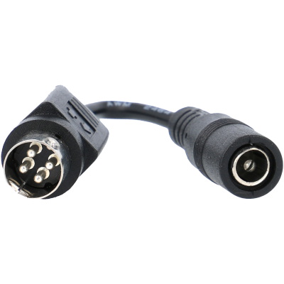 Cabo adaptador preto com conector DIN de 5 pinos e conector DC fêmea