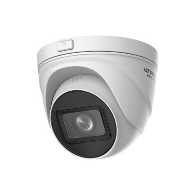 Câmara de vigilância branca Hikvision de formato de cúpula com lente preta