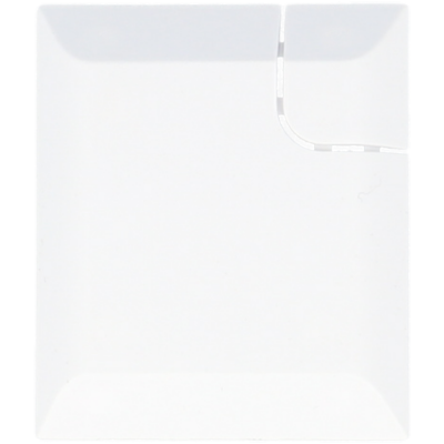 Placa quadrada branca com recorte no canto superior direito