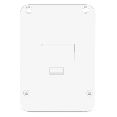 Ficha telefónica branca com ranhura e furos de fixação