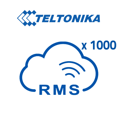 Logotipo Teltonika com nuvem estilizada e texto RMS x 1000