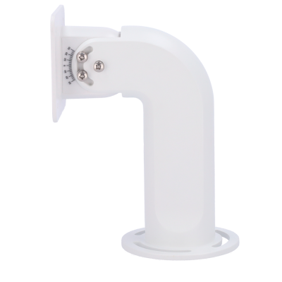 Suporte de fixação branco com parafusos e escala de ângulo