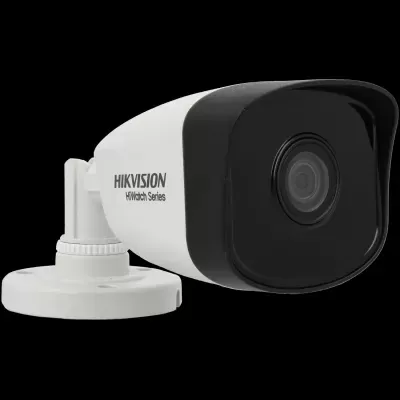 Câmara de vigilância HIKVISION HiWatch Series com lente preta e suporte branco