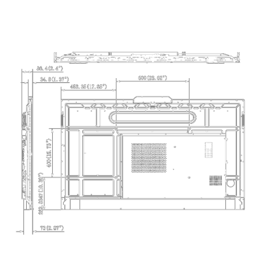 Diagrama técnico com dimensões de estrutura metálica retangular
