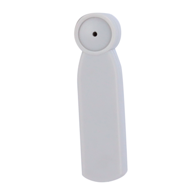 Sensor de segurança anti-roubo branco em fundo branco