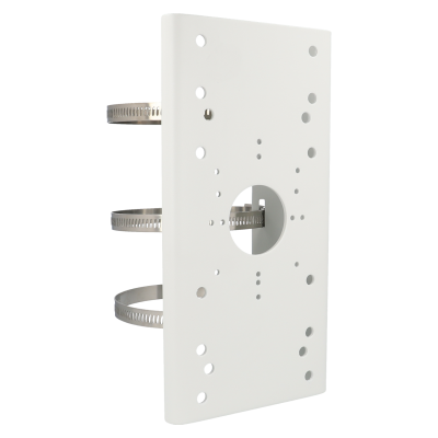 Suporte de montagem retangular branco em metal com cintas metálicas