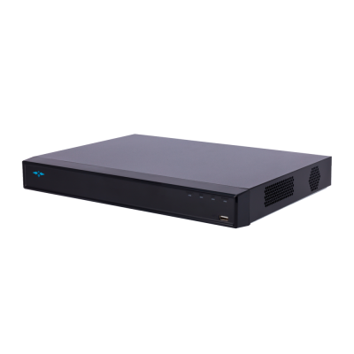 Aparelho eletrónico preto com luzes indicadoras e porta USB