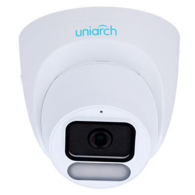 Câmara de segurança branca Uniarch com lente preta central