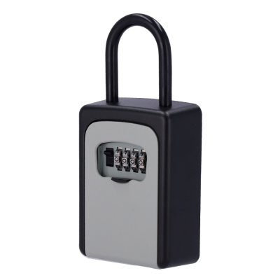 Candado de combinación gris y negro con cuatro dígitos
