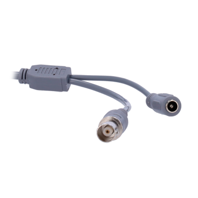 Cabo cinza com conectores BNC e de energia