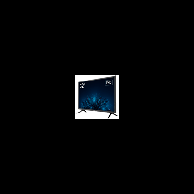 Televisor de 32 polegadas com ecrã preto e suporte preto