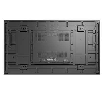 Painel LED preto traseiro com marca HIKVISION e várias portas de conexão.
