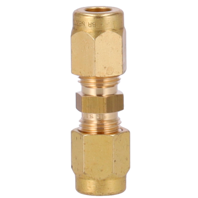 Conector de latão com parafusos e gravações