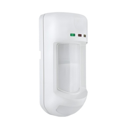 Sensor de movimento branco em plástico com indicadores coloridos