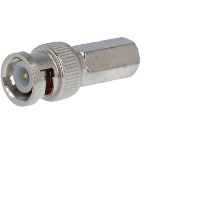 Conector coaxial metálico BNC prateado isolado