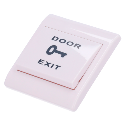 Interruptor branco com texto 'DOOR EXIT' e ícone de chave