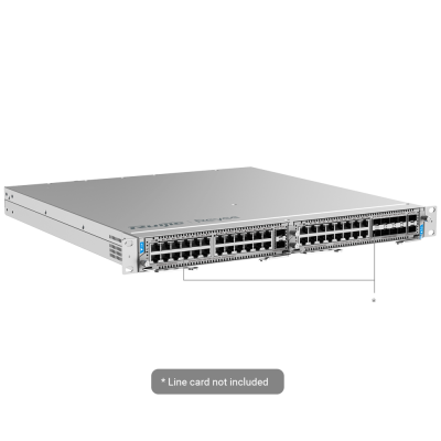 Equipamento de rede metálico com 48 portas frontais e etiqueta 