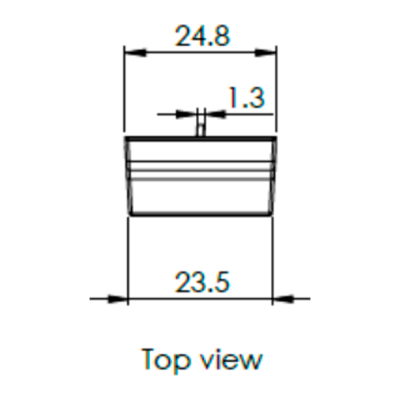 Desenho técnico vista superior de componente cilíndrico com dimensões