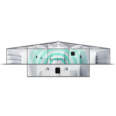 Modelo 3D de estande de tiro moderno com equipamentos e estrutura metálica