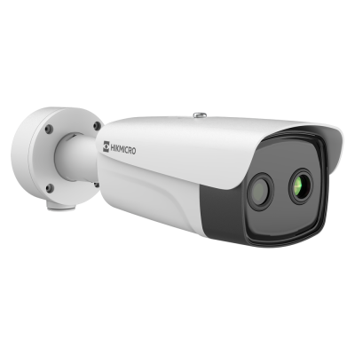 Câmara de vigilância branca HIKMICRO com lente dupla e suporte de fixação