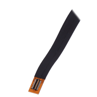 Cabo flexível preto com conector laranja e componentes metálicos