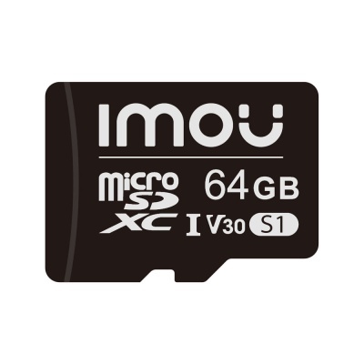 Cartão de memória microSD preto com texto branco 64GB Imou