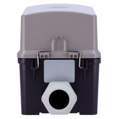 Bomba hidráulica plástica com tampa cinza e anel metálico