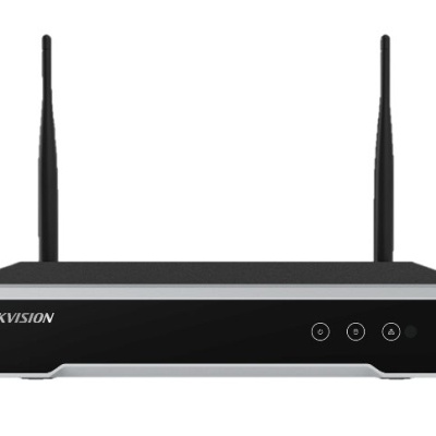 Dispositivo eletrónico preto com duas antenas e painel frontal HIKVISION