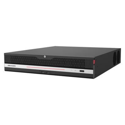 Aparelho eletrónico preto HIKVISION com grelha frontal e entradas SD