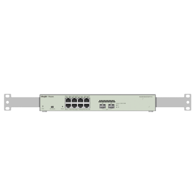 Switch de rede Mikrotik RouterBOARD RB260GSP cinza claro com várias portas e suportes para rack
