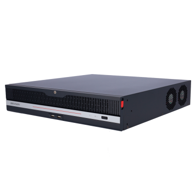 Gravador de vídeo preto HIKVISION com portas USB e ventoinhas laterais