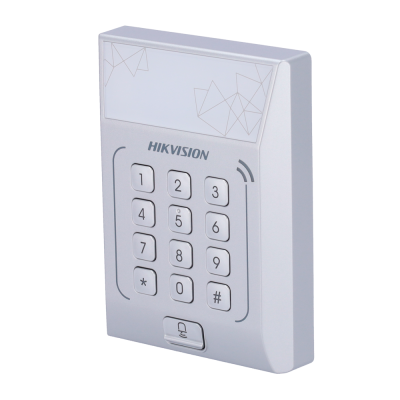 Teclado numérico cinzento metálico HIKVISION com botões e botão de campainha