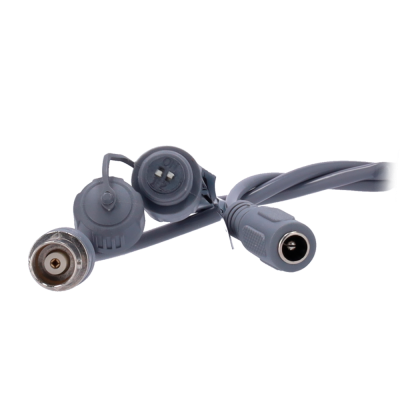 Cabo com vários conectores cinzentos e metálicos