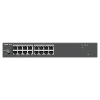 Interruptor de rede Gigabit Ruijie RG-ES116G-L com 16 portas Ethernet pretas