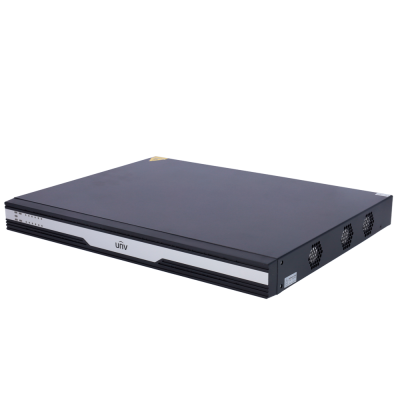 Dispositivo eletrónico preto retangular com logótipo unv e ventilação lateral